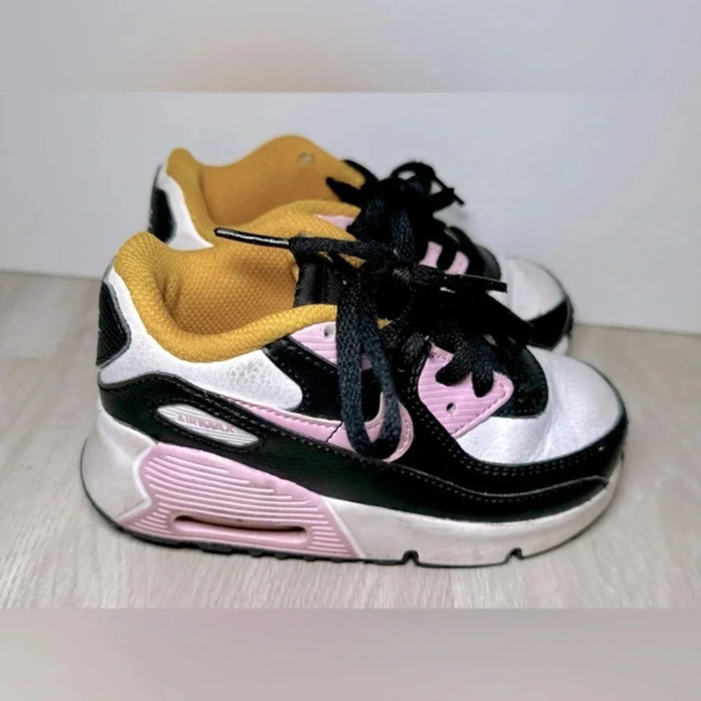 Nike Air Max 90 LTR Kids Toddler Sneakers Size 9C Black Pink‎ White Visible Air
